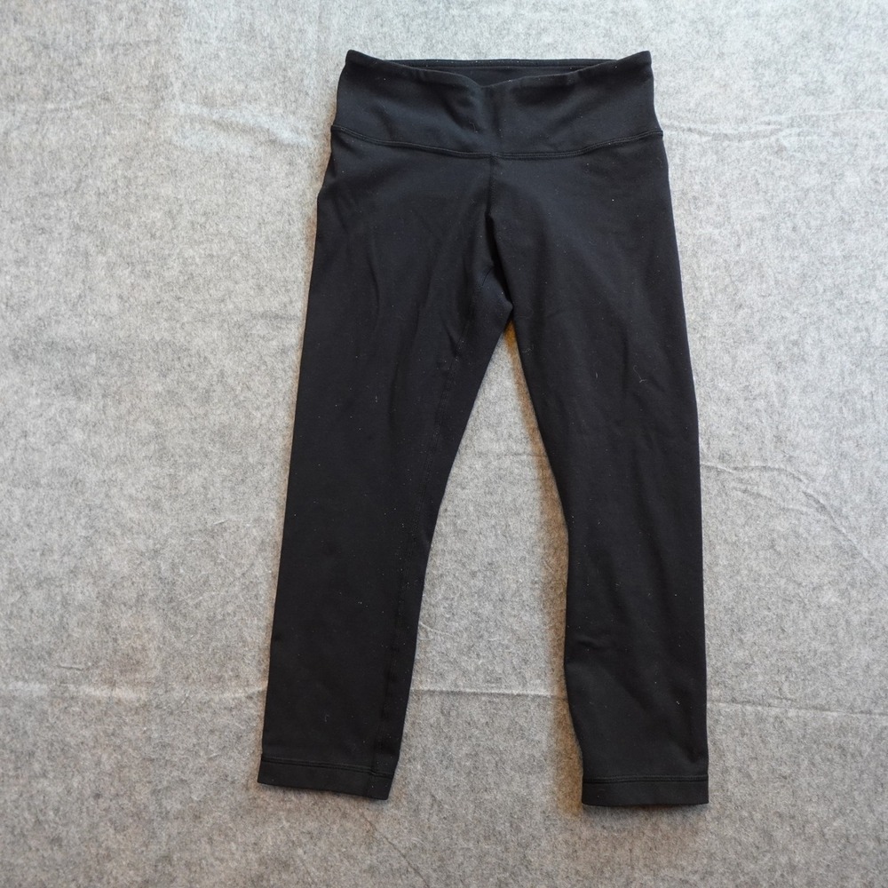 Lululemon Leggings Womens 4 Black Cropped 22" Yoga Gym Workout Athletic